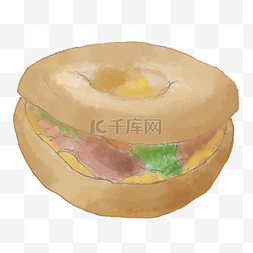 肯德基图片_手绘水彩快餐汉堡png