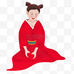 卡通古代图片_古典装扮的红裙女孩免抠图