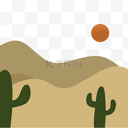 沙漠河流图片_沙漠自然风景插画