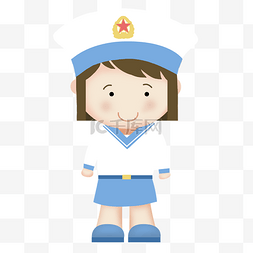 中国海军元素图片_手绘国庆节可爱海军女兵