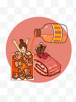 美食橙汁图片_手绘插画卡通可爱食物享受美食设