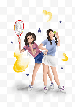 网球公开赛网球和女孩