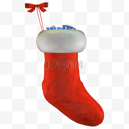 立体圣诞袜图片_圣诞节圣诞袜子C4D立体3D礼物装饰