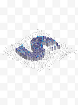 2.5D科技化S英文数字设计元素