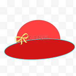 蝴蝶结装饰帽子图片_手绘红色遮阳帽免抠图