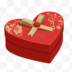 赠送礼盒图片_心形红色礼盒PSD透明底