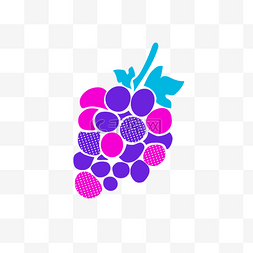 紫色葡萄汁图片_波普炫彩葡萄彩色方块矢量