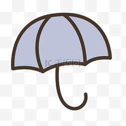 黑描边图片_手绘卡通单体矢量雨伞