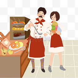 卡通做饭女图片_在厨房做饭的男女