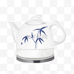 电水壶茶壶图片_白色简约陶瓷电水壶