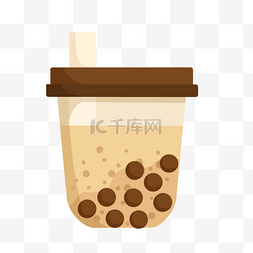 珍珠奶茶图片_手绘饮品珍珠奶茶插画