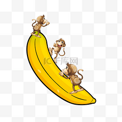 猴子香蕉图片_在玩耍的小猴子设计