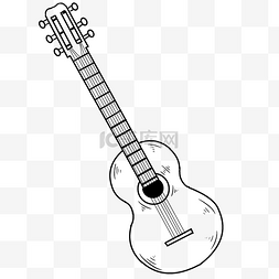 弹乐器的图片_线描吉他乐器插画