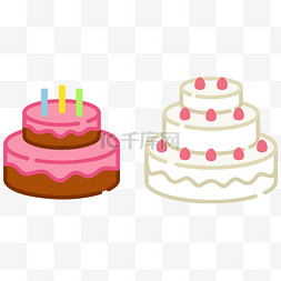 草莓奶油生日蛋糕图片_卡通矢量生日蛋糕