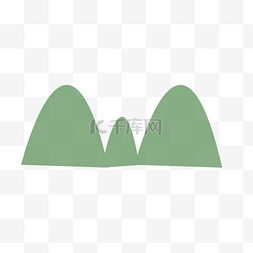 手绘水彩绿色的山脉