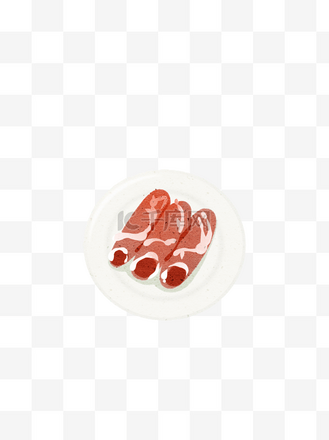 羊肉扁平火锅食材美食手绘卡通元素