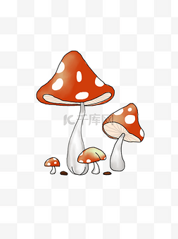 手绘红色蘑菇商用素材