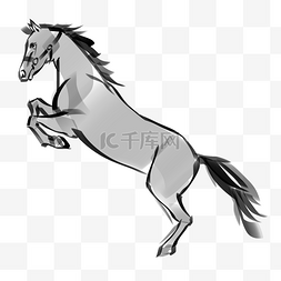 手绘马的尾巴图片_灰色的马中国风手绘设计