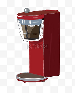 咖啡时尚图片_红色的咖啡机插画