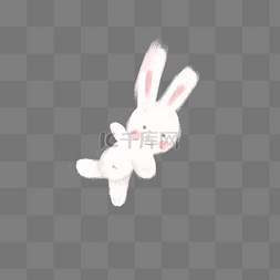 兔子抠图抠图图片_卡通白色躺着的小兔子免抠图