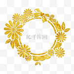 中国风传统烫金鲜花花纹装饰图之蝴蝶结花环