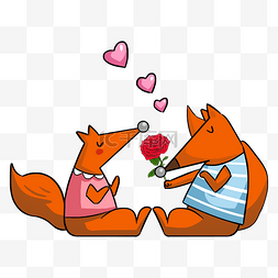 情侣动物狐狸插画