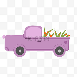 橘黄色的汽车图片_紫色的皮卡汽车插画