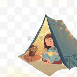 点着点着图片_野外抱着灯泡在帐篷里的小女孩