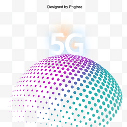 科技元素图片_彩色波点立体5G科技