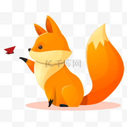 狐狸坐姿图片_卡通嬉戏的的小狐狸