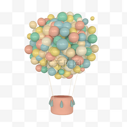 立体漂浮小元素图片_c4d立体热气球免费下载