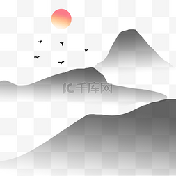 卡通风风景图片_中国风卡通水墨风景山水画