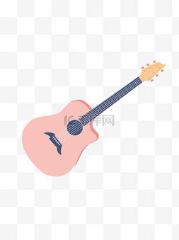吉他弦高图片_手绘卡通粉色小清新吉他音乐节简