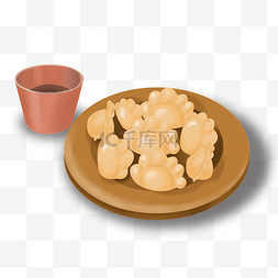 黄色的饺子图片_新年美味的饺子插画