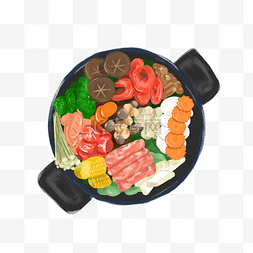 鱼丸logo图片_聚餐手绘火锅食物