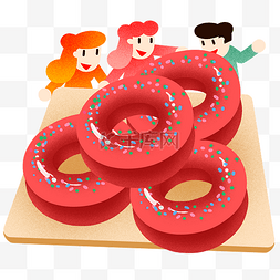 年夜饭甜甜圈插画