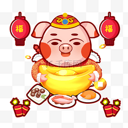 新年快乐卡通猪图片_2019简洁猪年插画