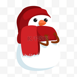 圣诞节下雪天雪地可爱红围巾雪人