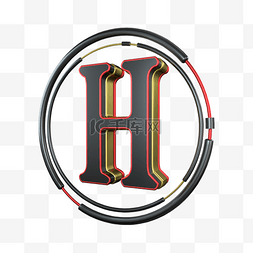 h字母h图片_C4D炫酷黑红金立体字母H装饰
