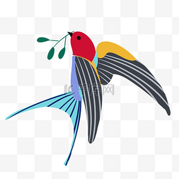 展翅飞翔的燕子图片_漂亮的蓝色燕子插画