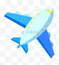 卡通蓝色飞机图片_卡通蓝色飞机插画