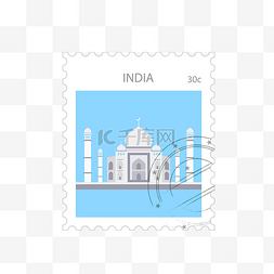 旅游印度矢量图图片_世界旅游泰姬陵纪念邮票矢量图