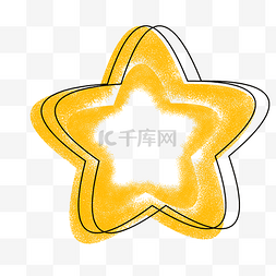 写空心字的图片_黄色卡通空心涂鸦五角星