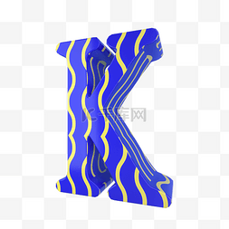 蓝色字母k图片_C4D孟菲斯风格立体字母K装饰