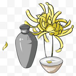 重阳节粮食酒菊花手绘插画