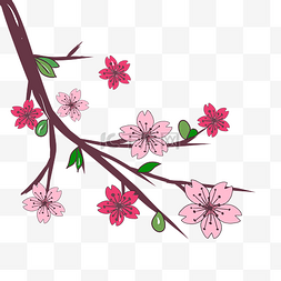 日本元素图片_美丽的春天樱花插画