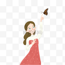 小女孩和蝴蝶免抠图