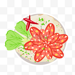 虾米腊肠图片_美味中式腊肠饭手绘插画