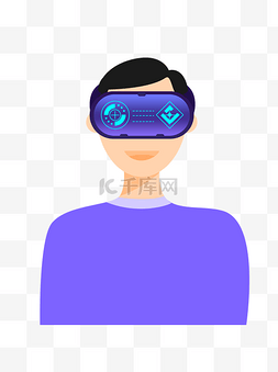科技设计眼镜图片_手绘卡通男孩带着RV眼镜元素