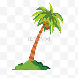 海南自贸港图片_卡通绿色的椰子树免抠图
